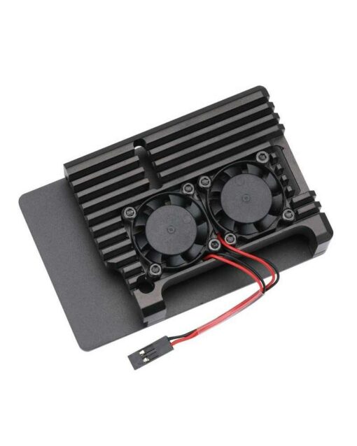 Black Shell Raspberry Pi 4B Aluminum Case with Dual Cooling Fan - Image 3