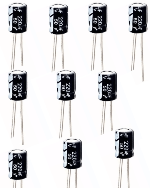 220uF 50v Electrolytic Capacitors (Pack of 10)