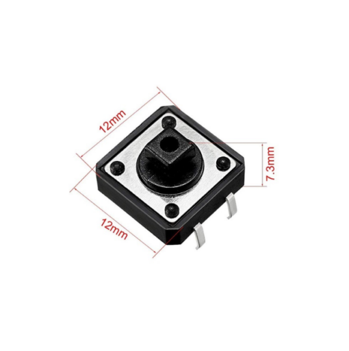 12x12x7.3mm Momentary Tact Tactile Push Button with Red Cap - Image 2