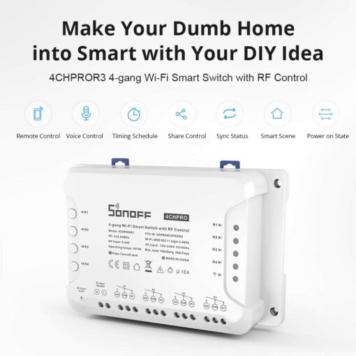 Sonoff 4CH R3 4 Channels Smart Switch Support Google/Smart Home Automation 10A - Image 2