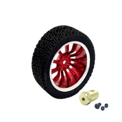 65mm Robot Smart Car 12 Rim Wheel Red with 18mm Coupler