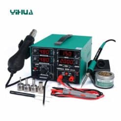 3-in-1  YIHUA 853D Rework Soldering Station with 15V 3A DC Power Supply
