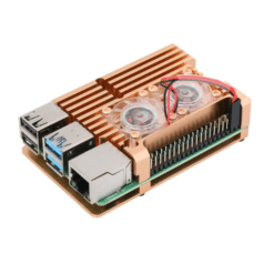 Gold Shell Raspberry Pi 4B Aluminum Case with Dual Cooling Fan