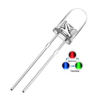 5mm Flashing Diffused Clear Color RGB LED - Oku Electronics