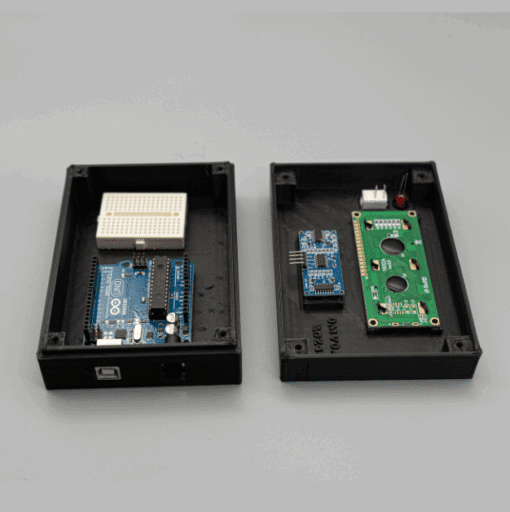 Enclosure for Arduino Uno, 16x2 LCD, and Ultrasonic Sensor Black - Image 4