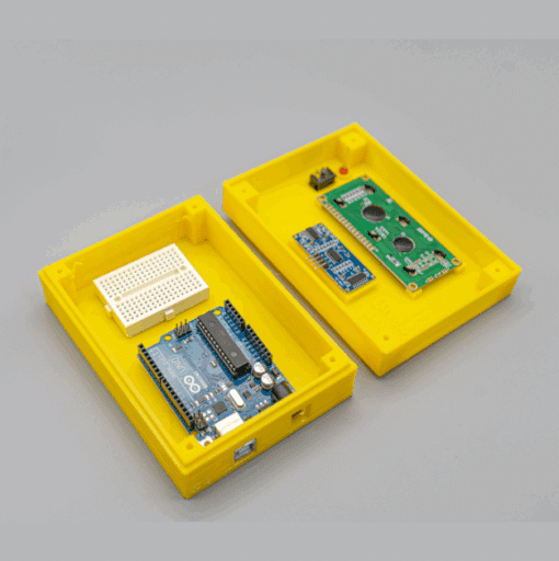 Enclosure for Arduino Uno, 16x2 LCD, and Ultrasonic Sensor Yellow Colour - Image 4