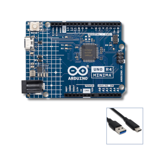Arduino UNO R4 Minima with Black Type-C USB Cable