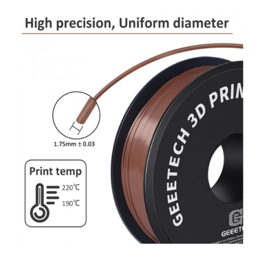 Geeetech PLA 3D Printing Filament - Brown, 1.75mm, 1kg Spool - Image 4
