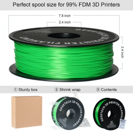 Geeetech PLA 3D Printing Filament - Green, 1.75mm, 1kg Spool - Image 3