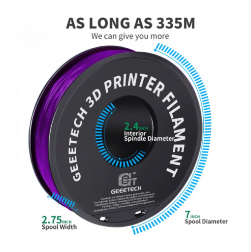 Geeetech PLA 3D Printing Filament - Purple, 1.75mm, 1kg Spool - Image 4