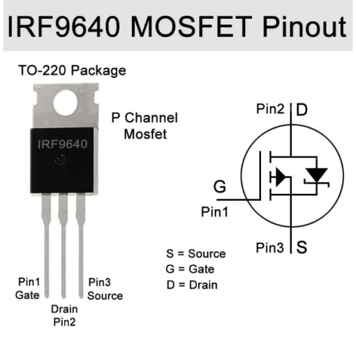 IRF9640 P-Channel Power MOSFET – 200V, 11A, TO-220 - Image 2